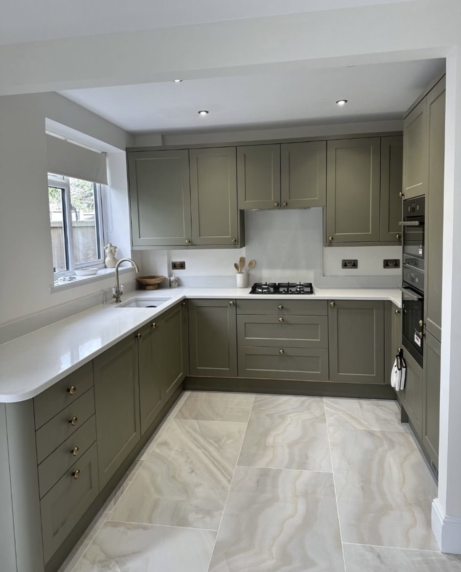Sage Green Shaker Kitchen, Cheshire